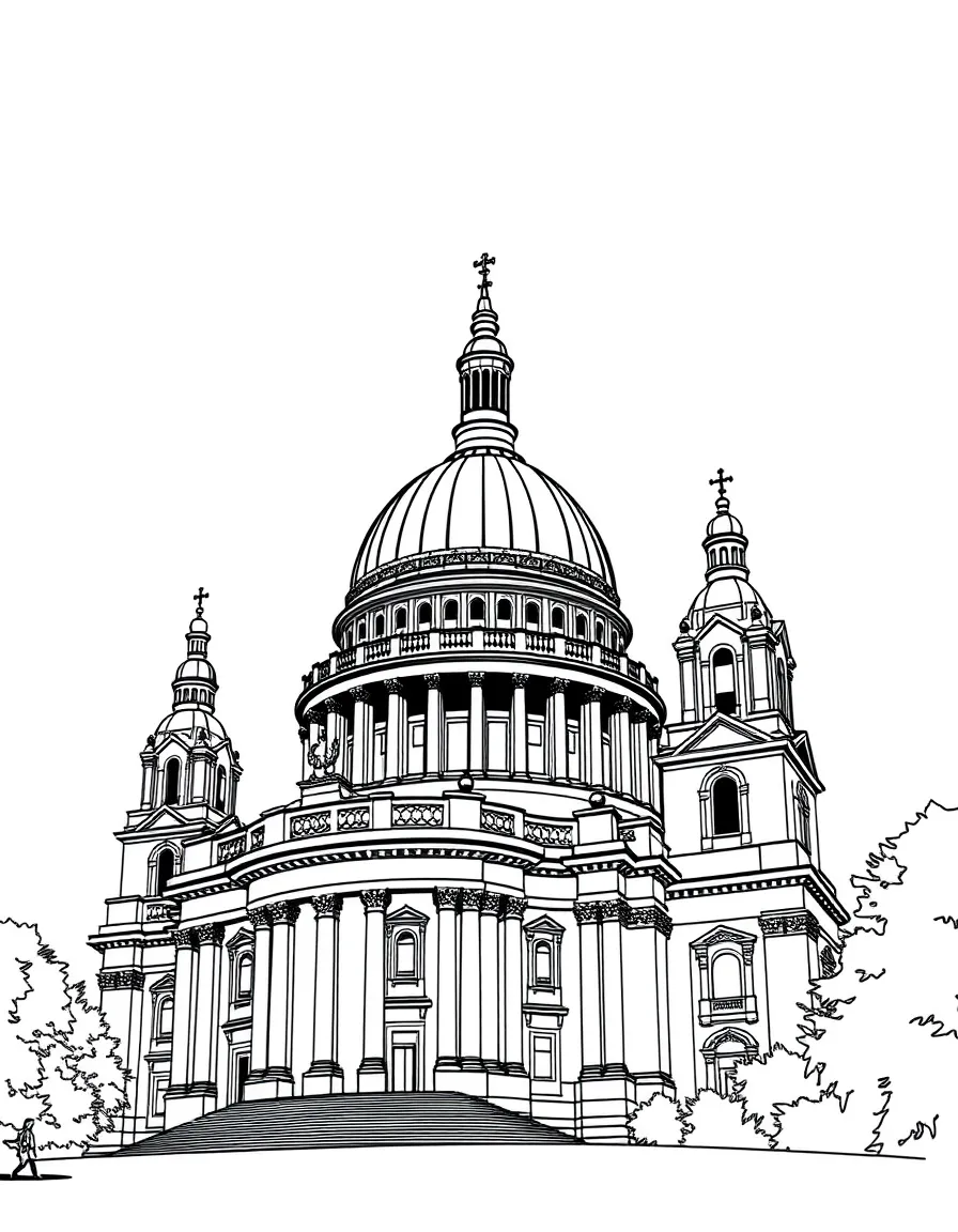 (UK, United Kingdom) St. (UK, United Kingdom) Paul's Cathedral dome and twin baroque towers