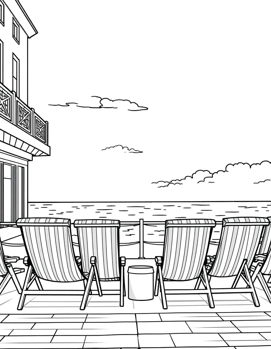 (UK, United Kingdom) Promenade with deck chairs facing the sea