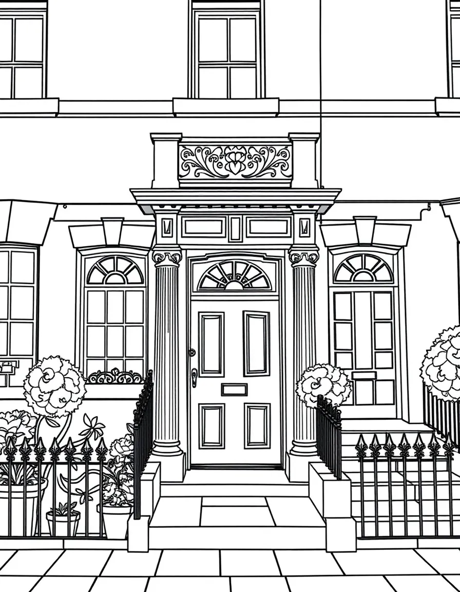 (UK, United Kingdom) Georgian terrace with elegant doorways