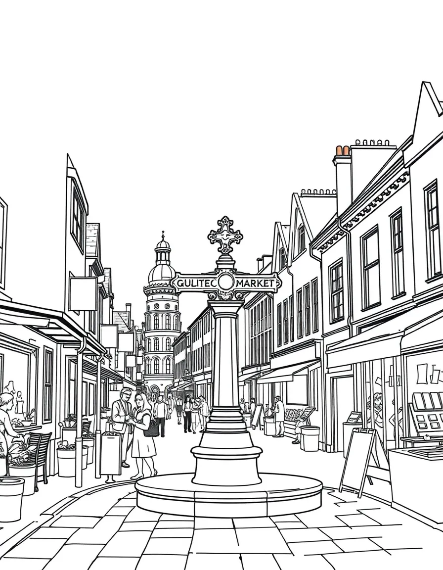 (UK, United Kingdom) Market cross in town center