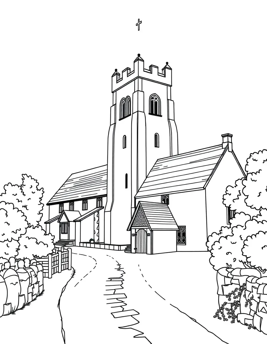 (UK, United Kingdom) Village church with Norman tower