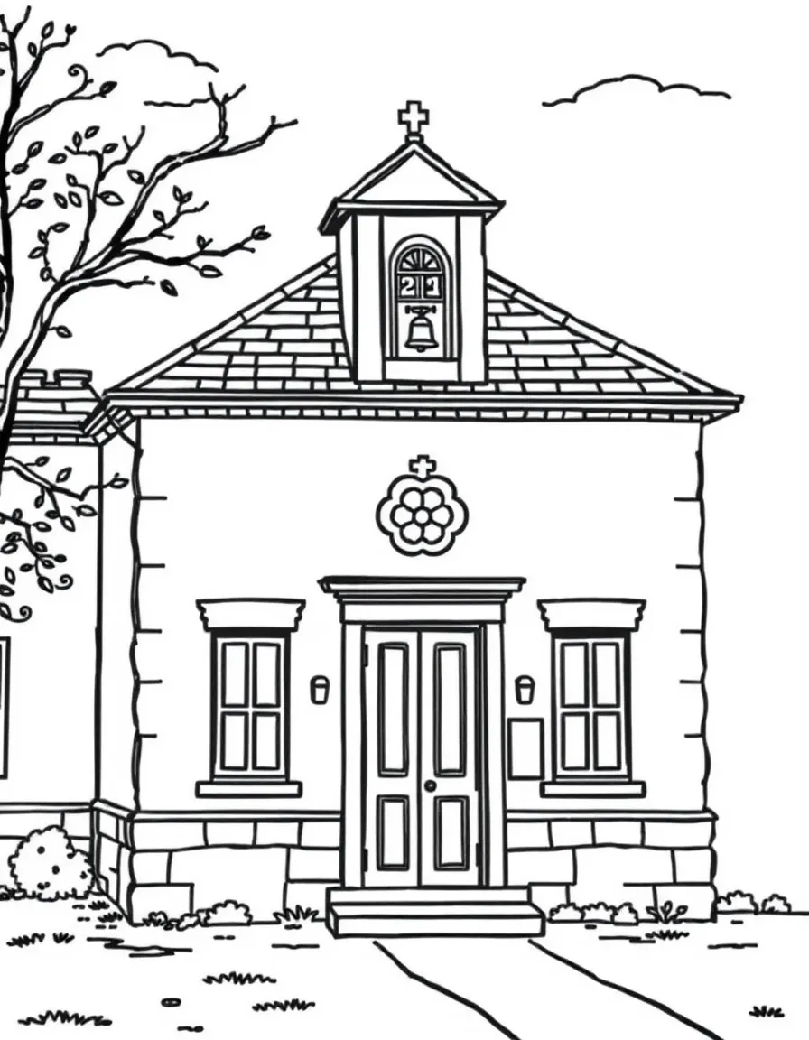 (UK, United Kingdom) School house with bell tower
