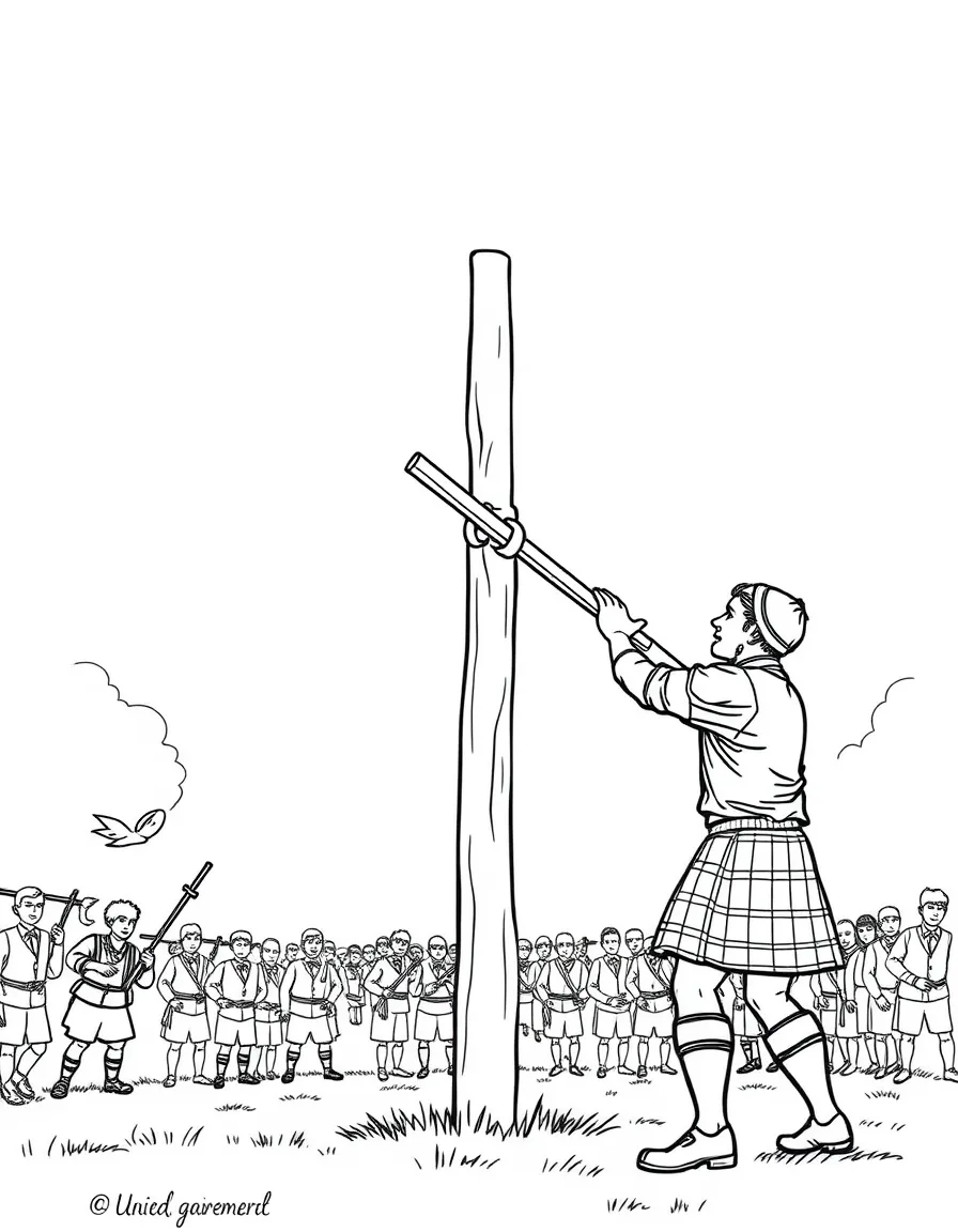 (UK, United Kingdom) Highland Games caber tossing