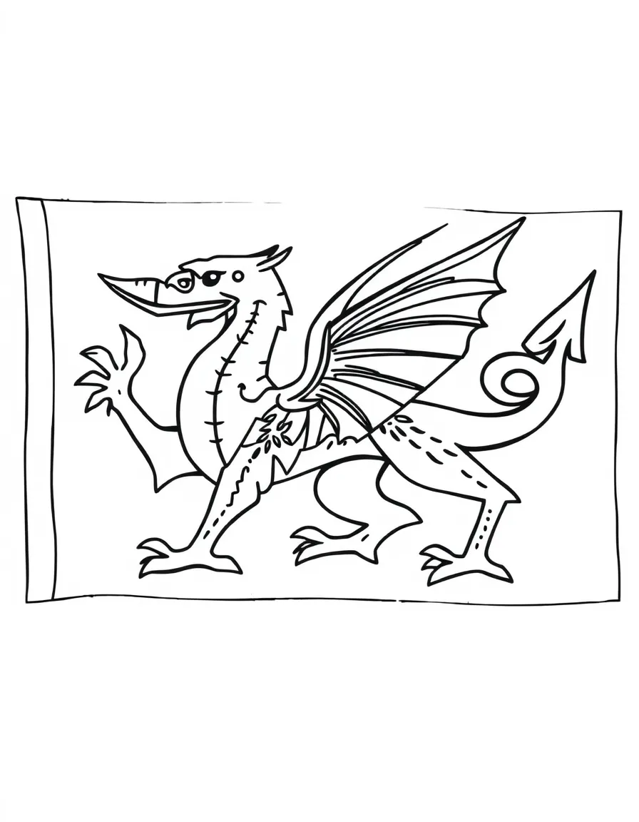 (UK, United Kingdom) Welsh Dragon flag with red dragon