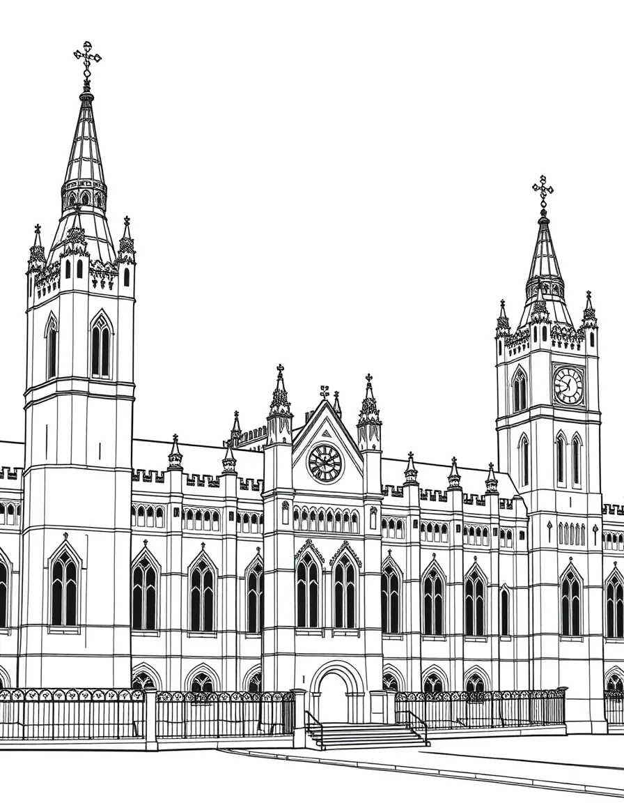 (UK, United Kingdom) Royal Courts of Justice with Gothic towers
