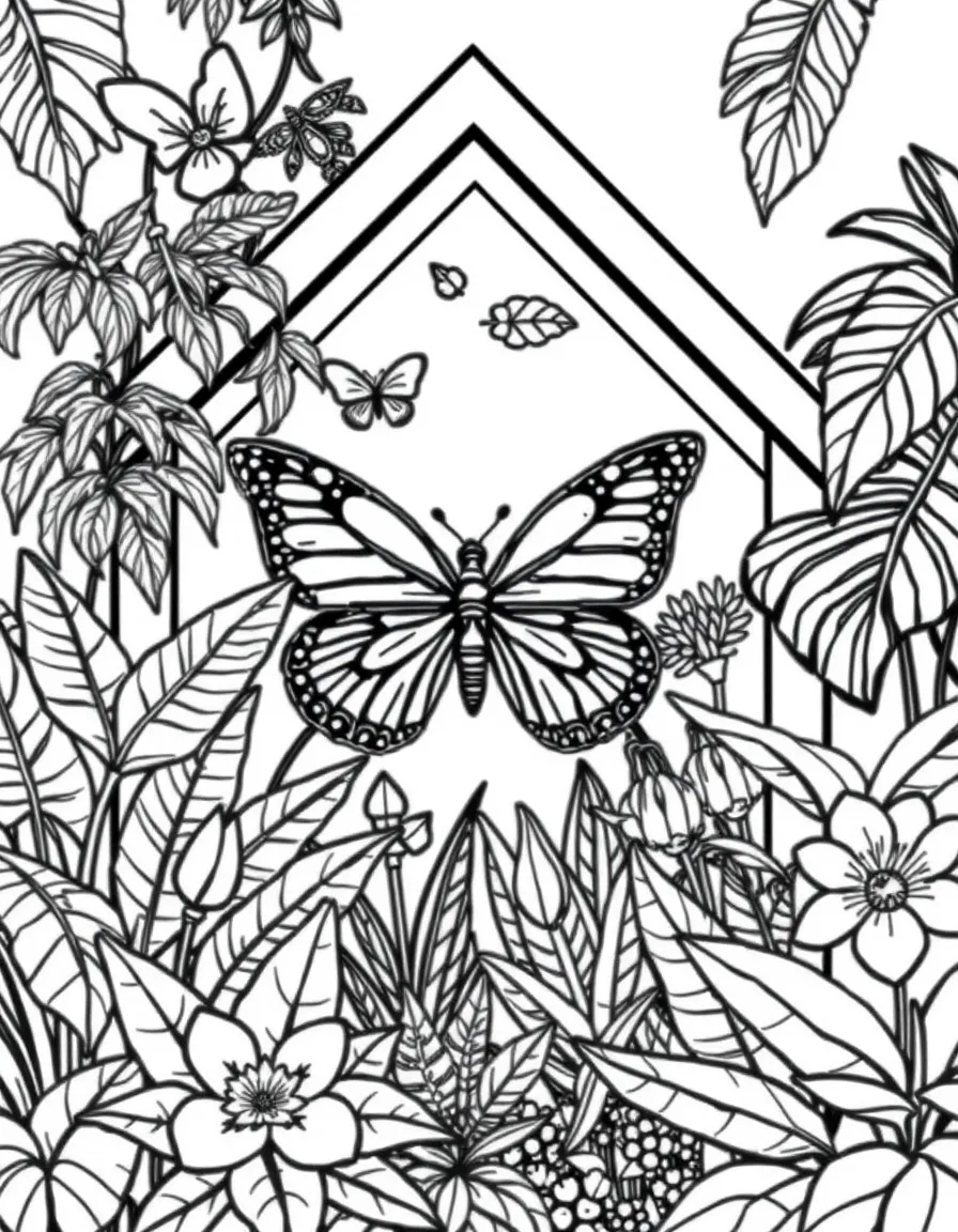 (UK, United Kingdom) Butterfly house with tropical plants
