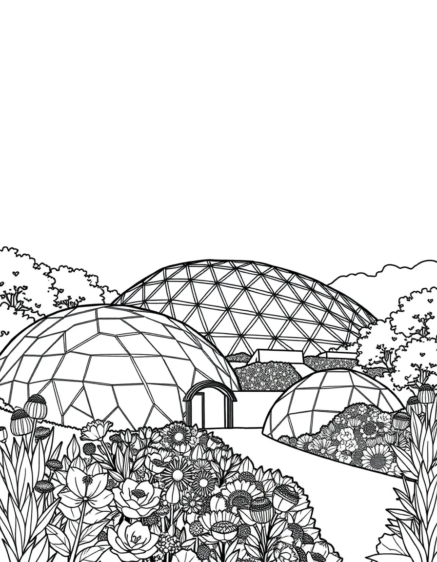 (UK, United Kingdom) Eden Project with geodesic domes