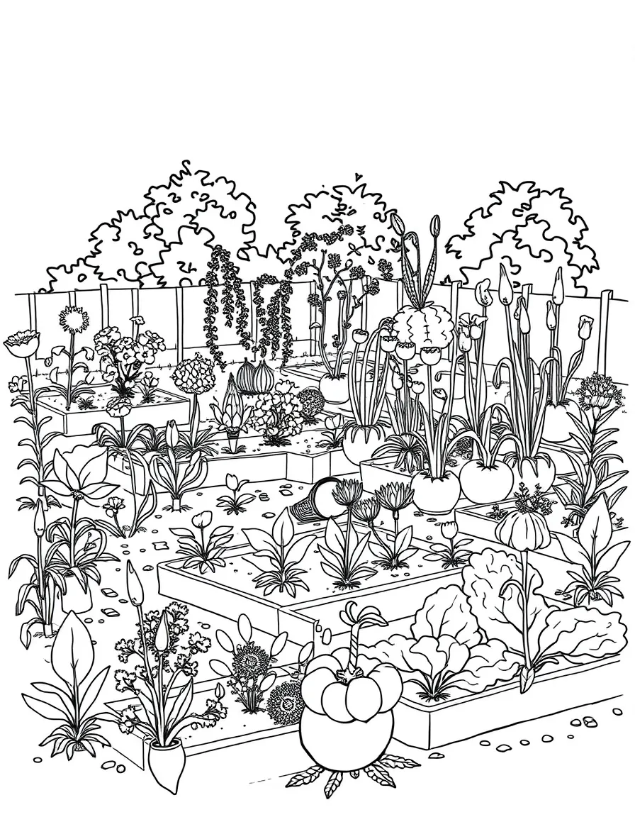 (UK, United Kingdom) Kitchen garden with vegetable plots