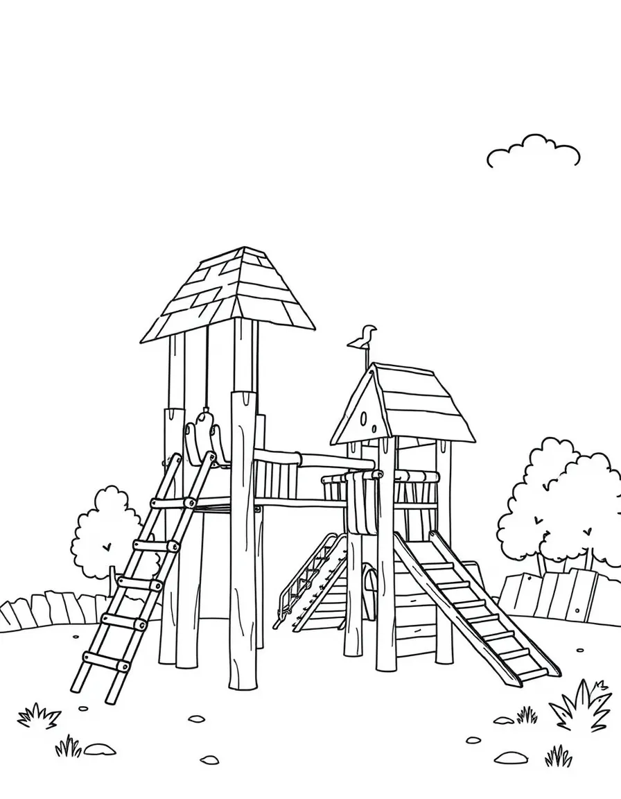 (UK, United Kingdom) Adventure playground with climbing frames