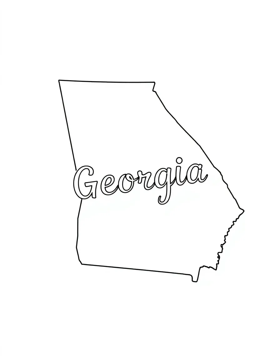 (Georgia) The Georgia state outline with “Georgia” written inside