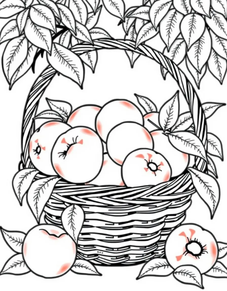(Georgia) A basket full of fresh peaches