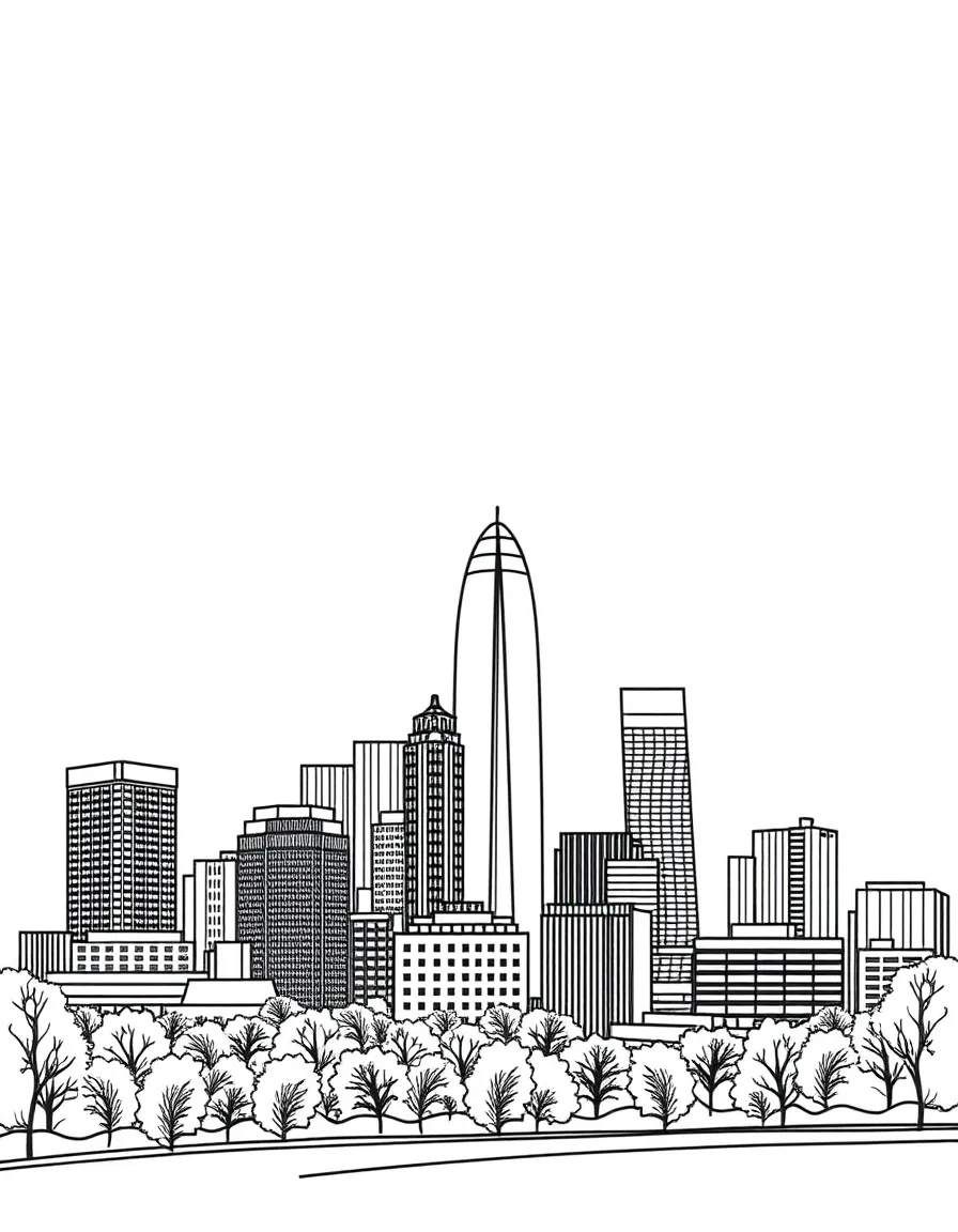 (Georgia) The Atlanta skyline with tall buildings