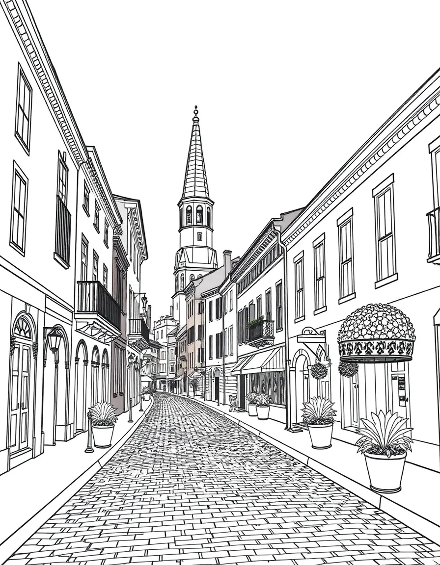 (Georgia) The Savannah Historic District with cobblestone streets