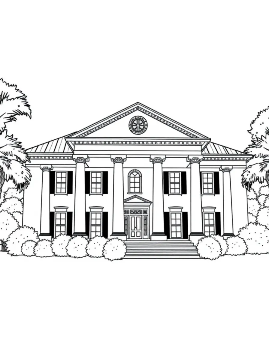 (Georgia) A Southern-style mansion with large columns