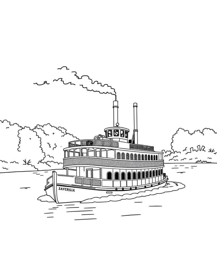 (Georgia) A riverboat on the Savannah River
