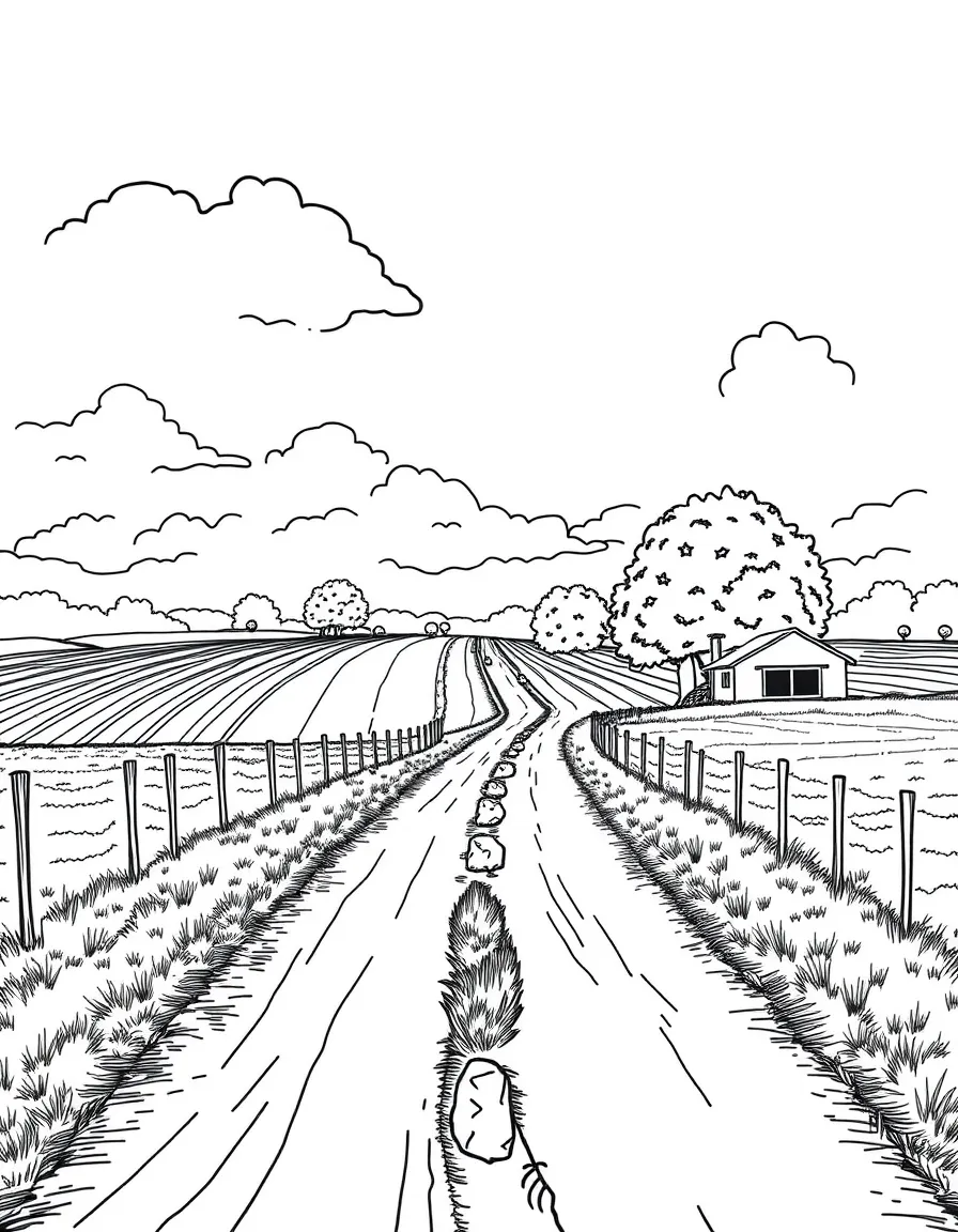 (Georgia) A red clay road through farmland