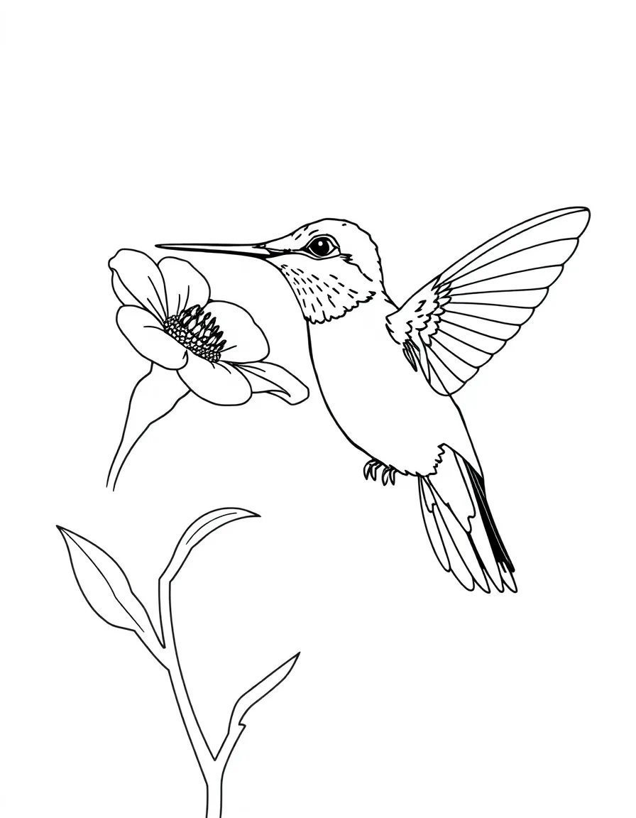 (Georgia) A hummingbird near a flower – state’s native bird