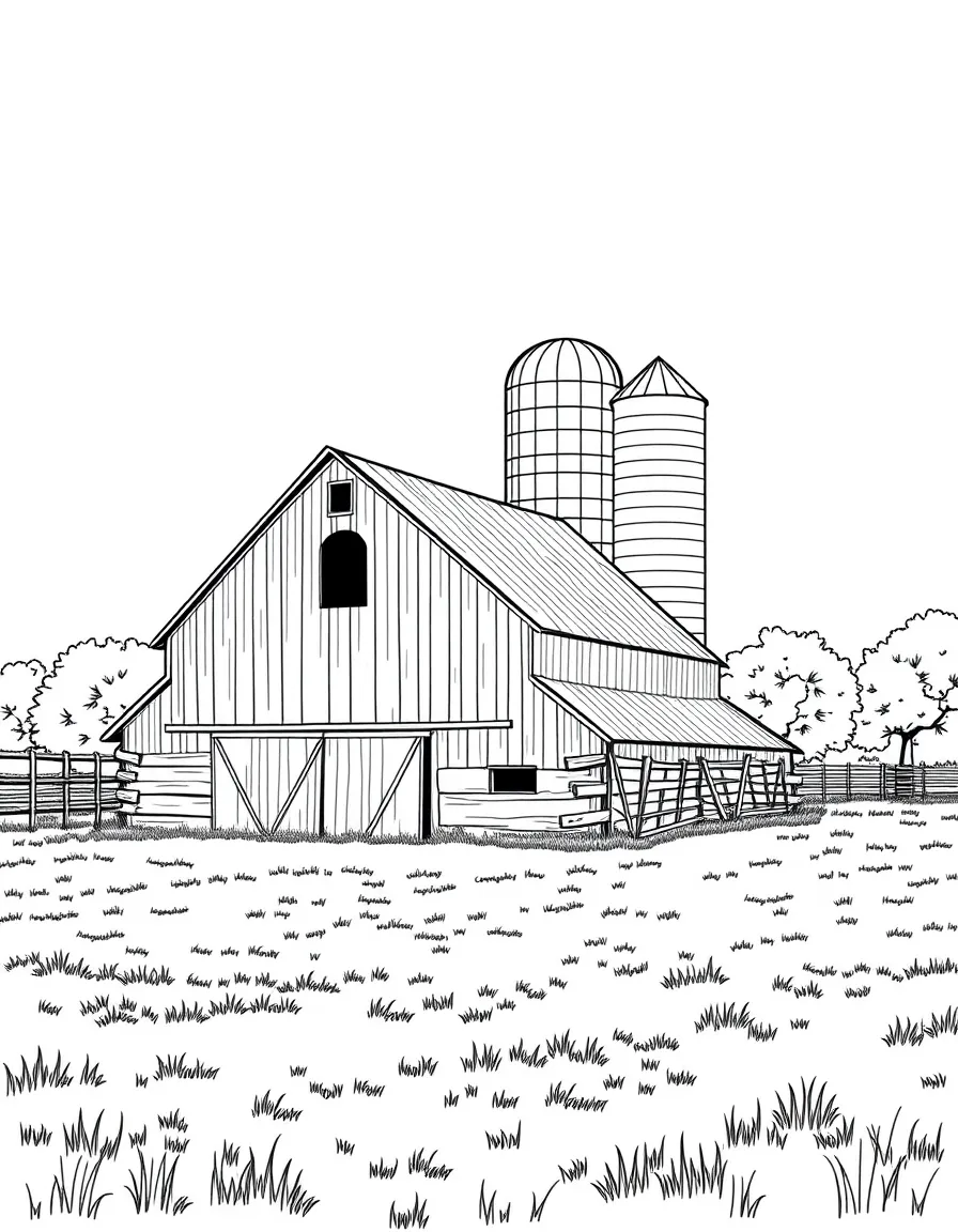 (Georgia) An old barn and silo on a Georgia farm