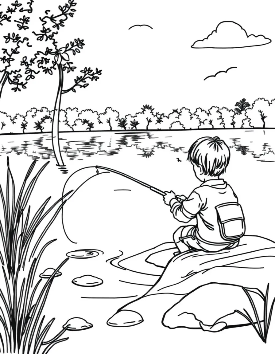 (Georgia) A child fishing in a Georgia lake