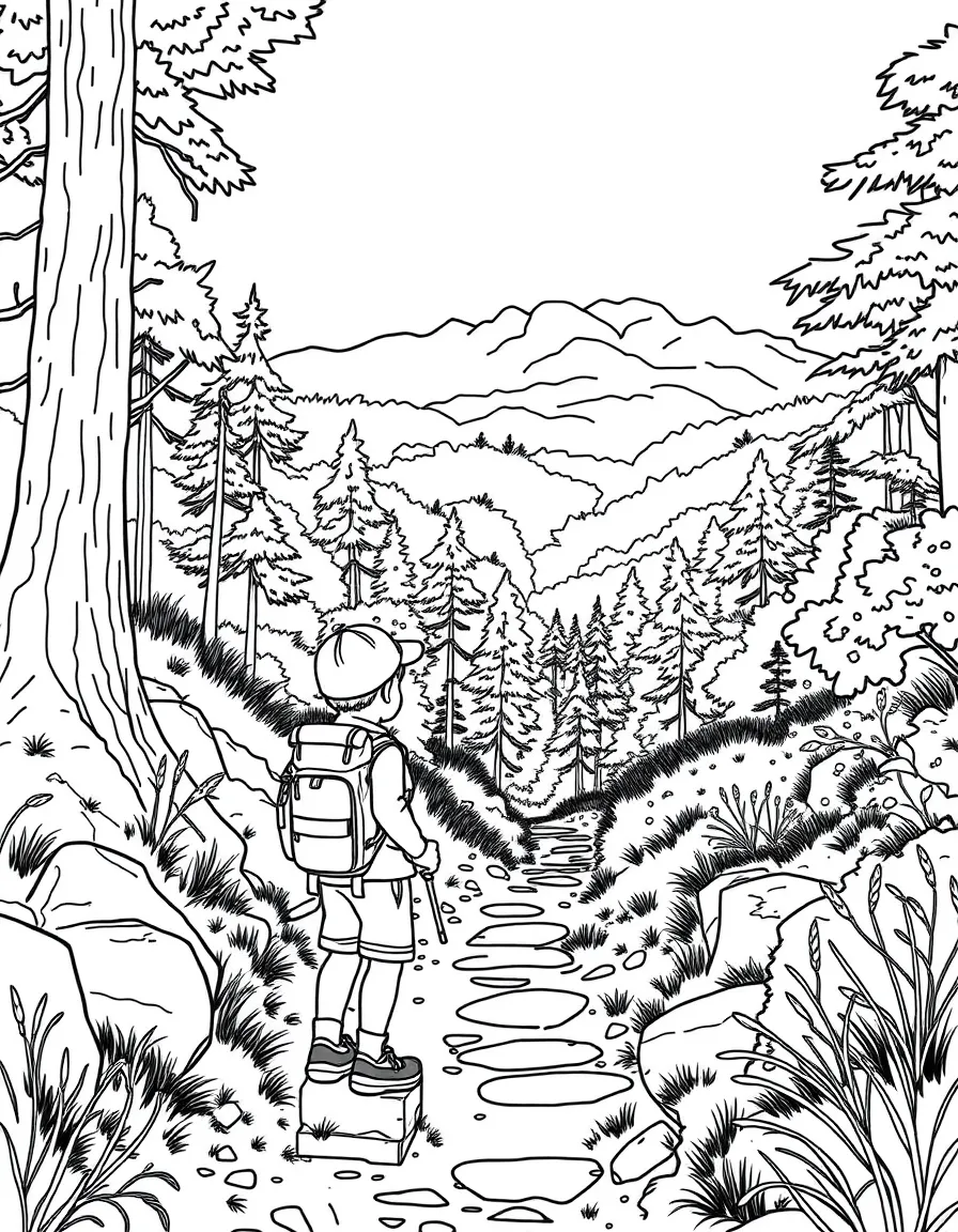 (Georgia) A child hiking on a Georgia trail