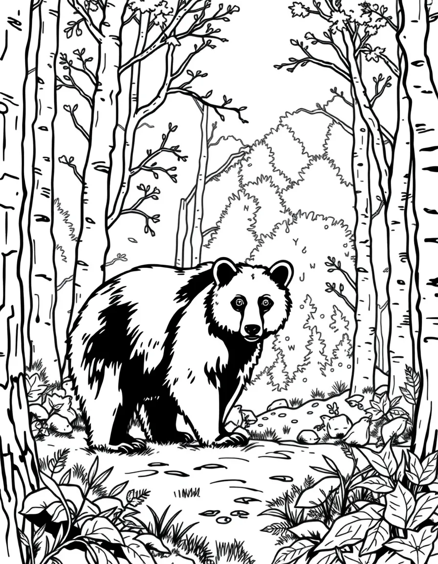 (Arkansas) A black bear standing in an Ozark forest