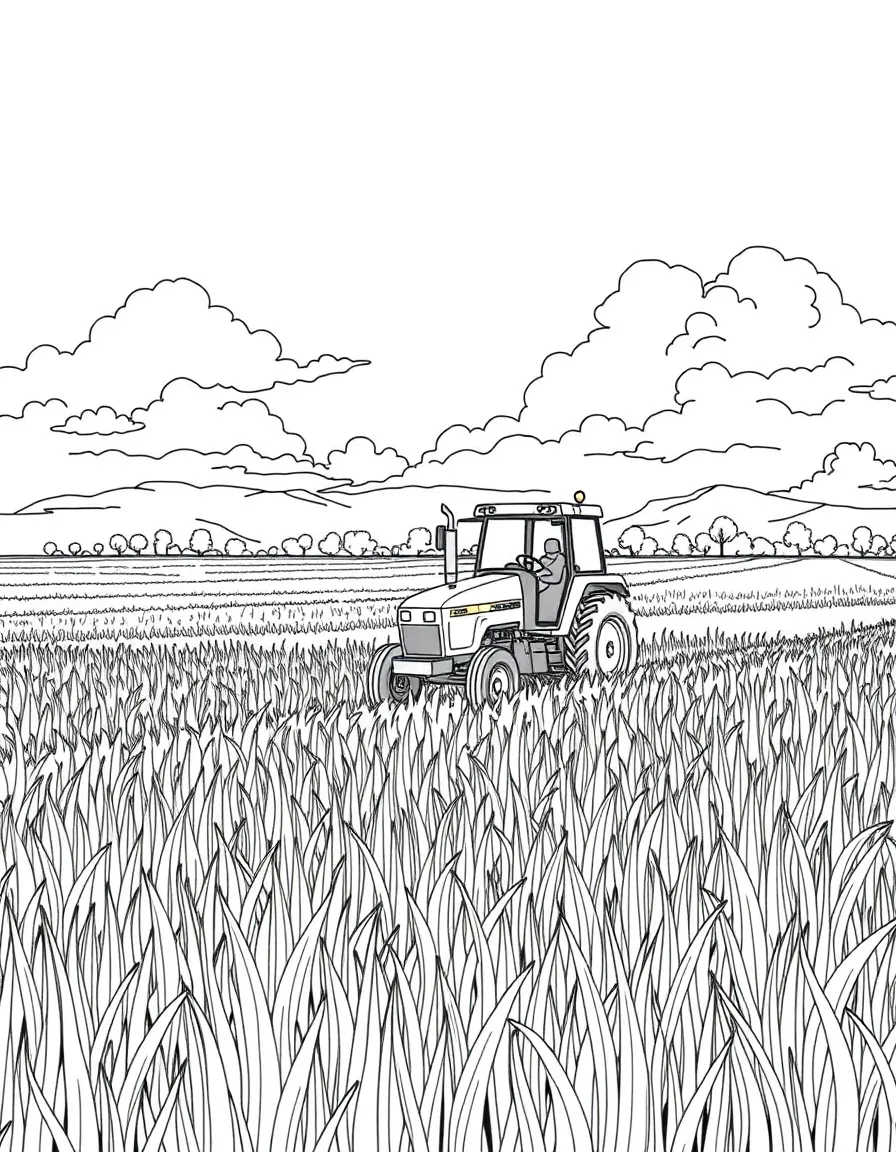 (Arkansas) A rice field in eastern Arkansas with a tractor