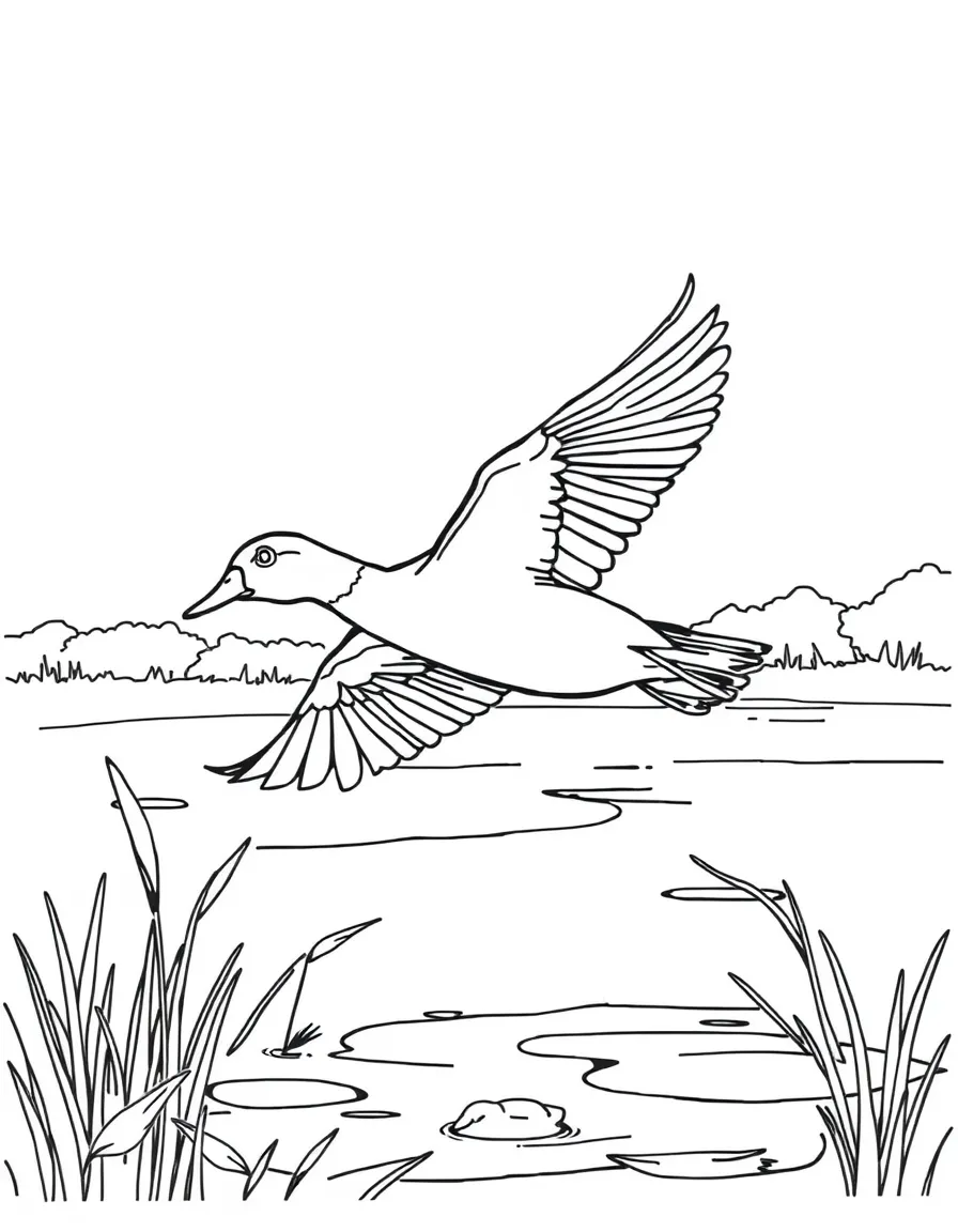 (Arkansas) A duck flying over a wetland in Stuttgart