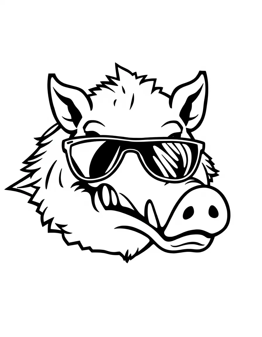 (Arkansas) A razorback hog mascot with sunglasses