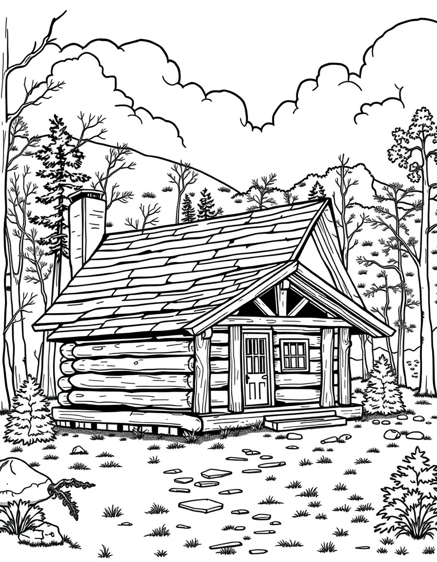 (Arkansas) A log cabin in the Ouachita Mountains
