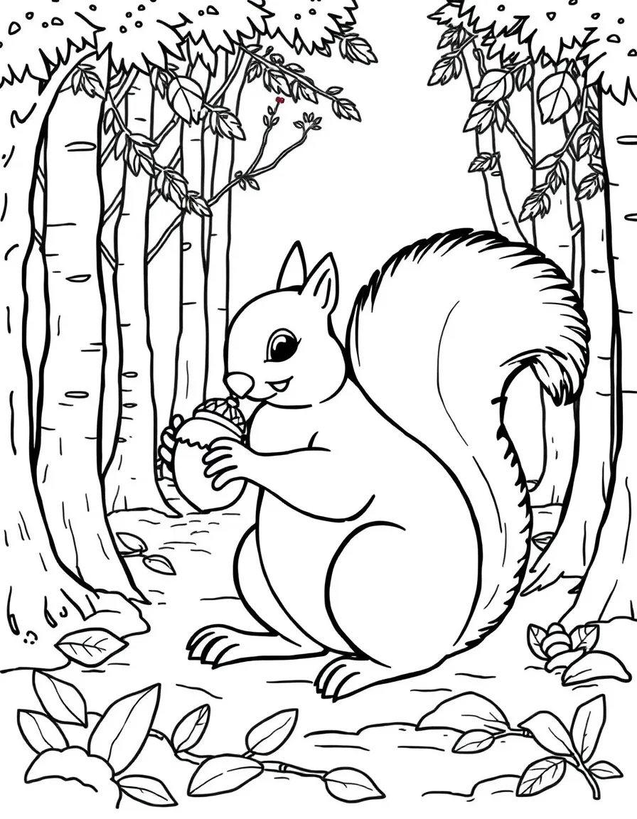 (Arkansas) A squirrel holding an acorn in a state forest