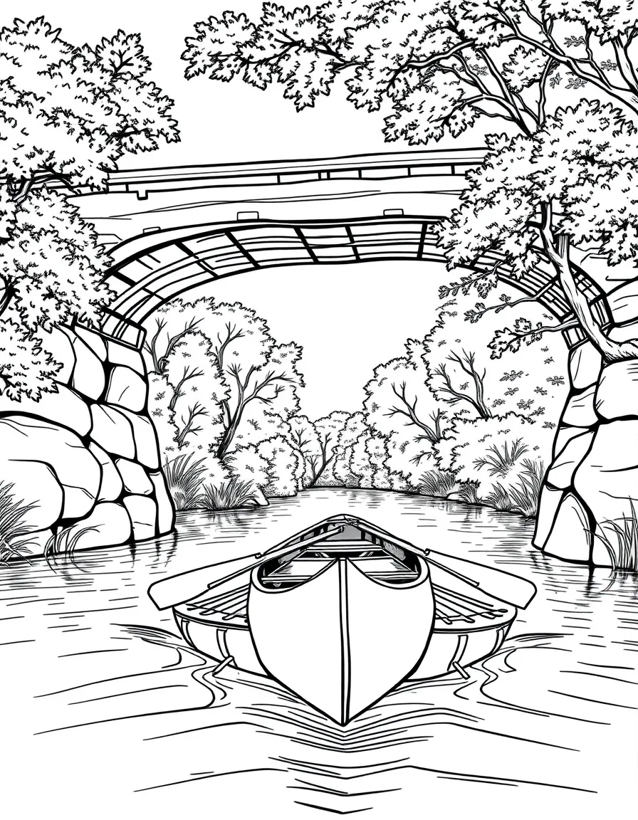 (Arkansas) A canoe under a bridge on the White River