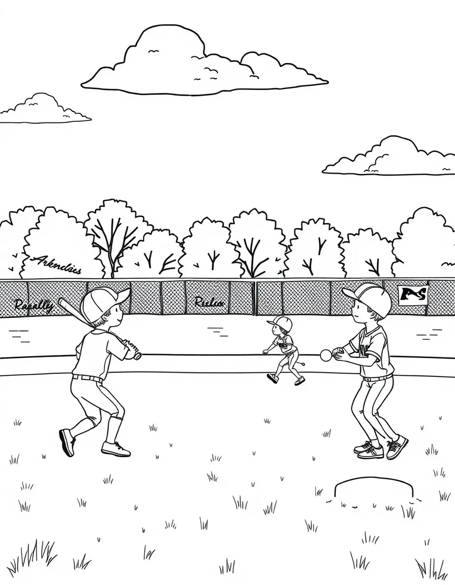 (Arkansas) A group of kids playing baseball in an open field