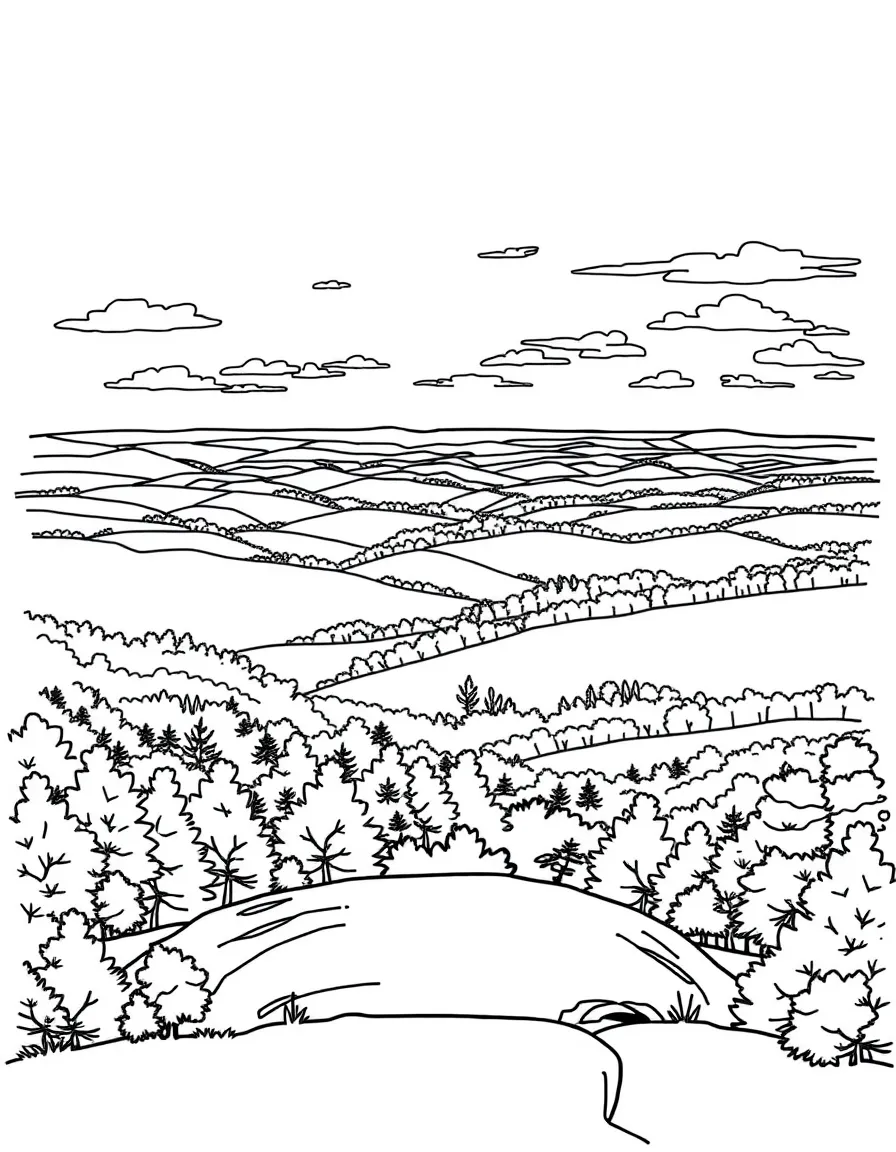 (Arkansas) A scenic overlook with rolling hills and trees