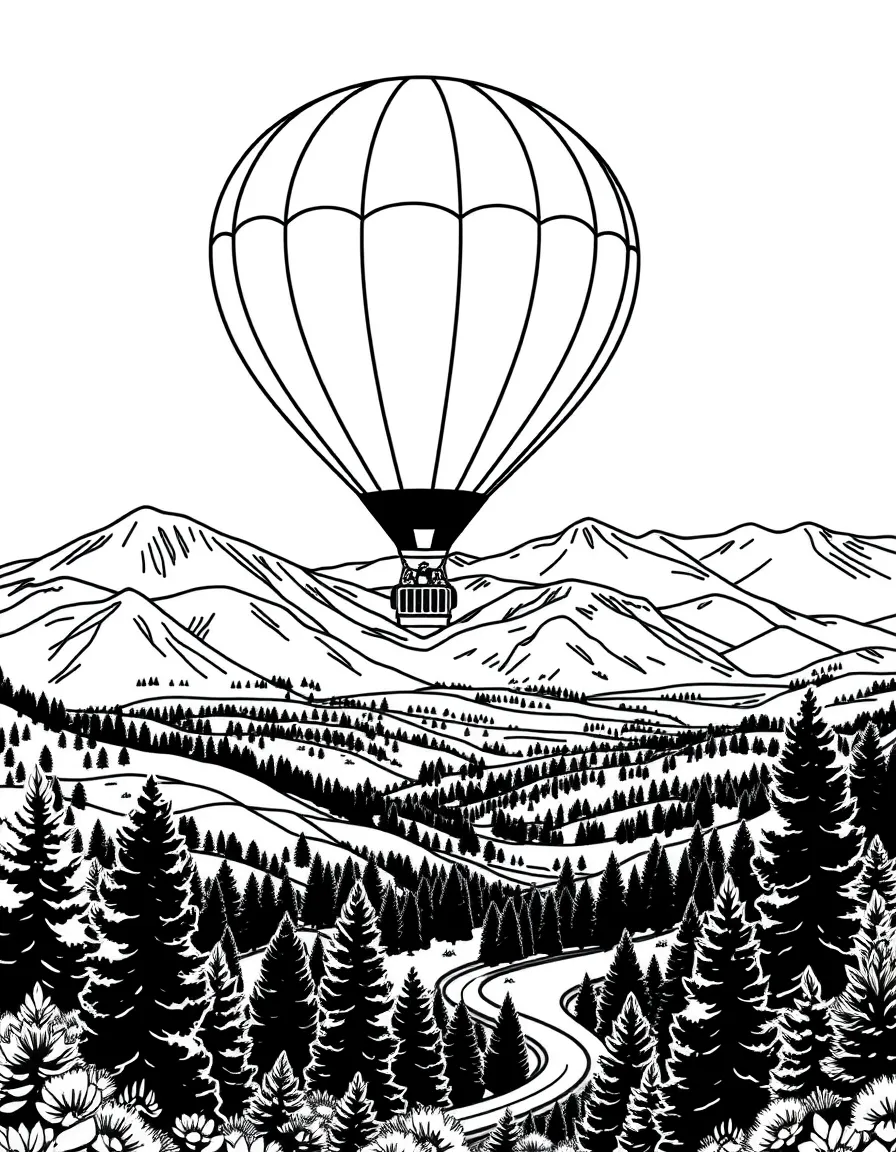 (Colorado) A hot air balloon flying over Colorado Springs