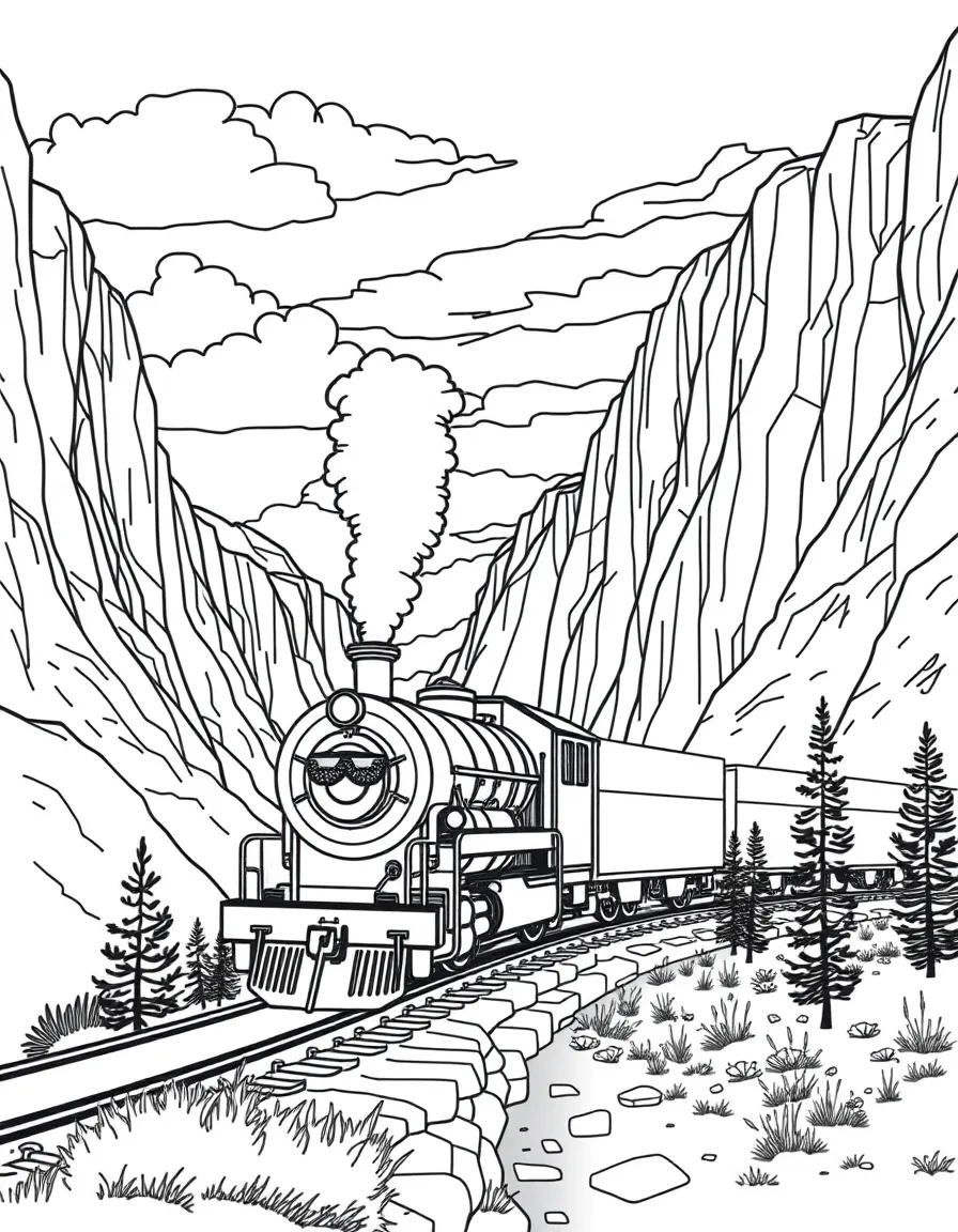 (Colorado) A train going through the Royal Gorge