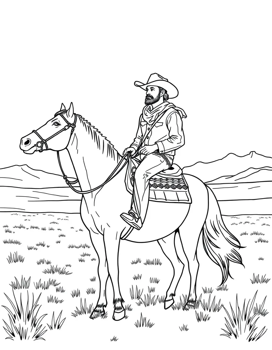 (Colorado) A cowboy riding a horse in the plains
