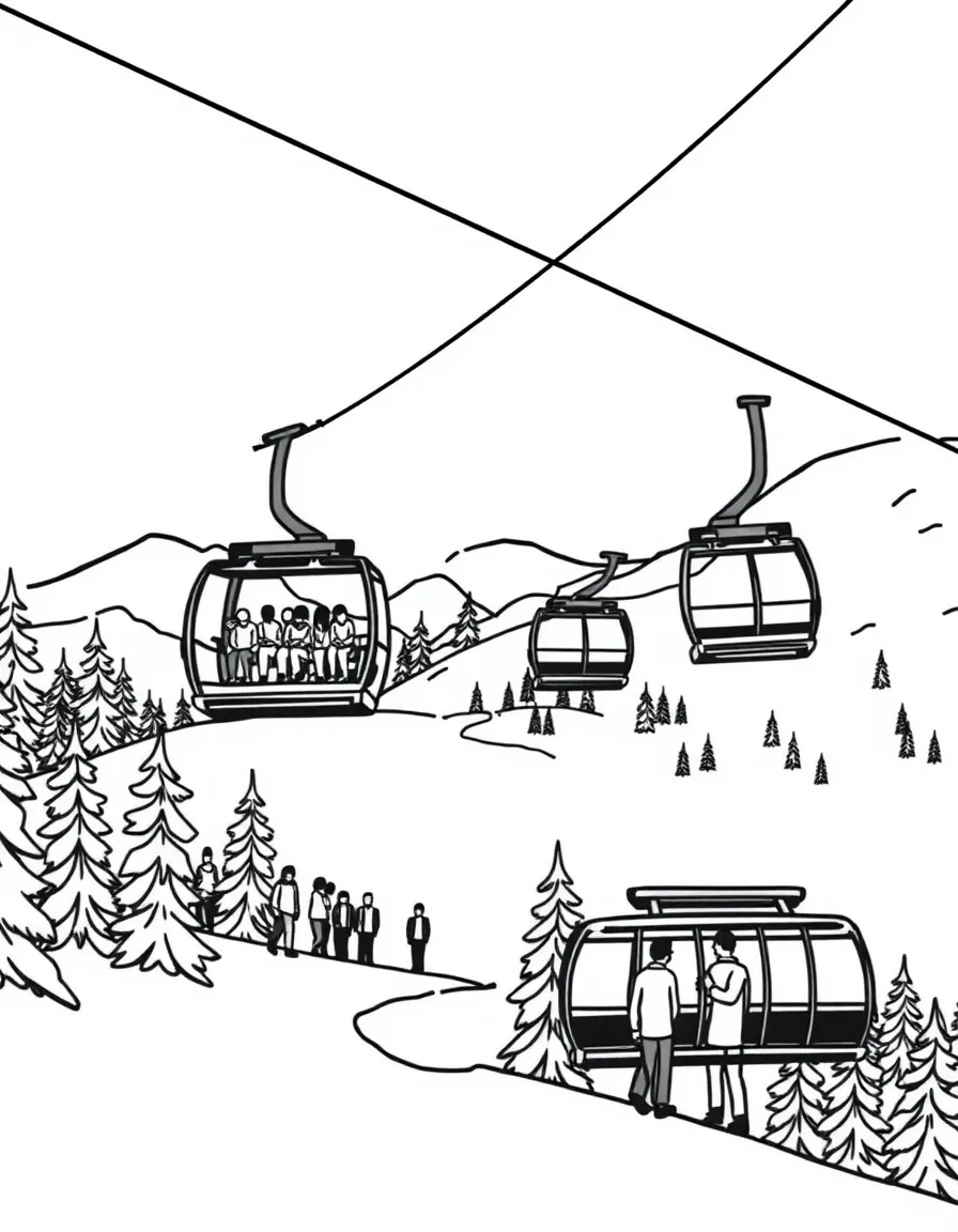 (Colorado) A ski lift carrying people up a snowy hill