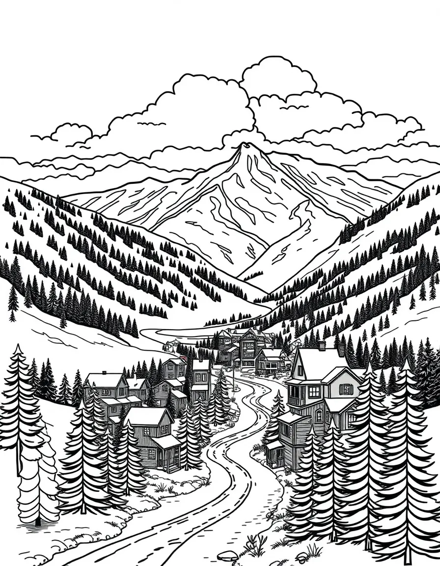 (Colorado) A small town in a Colorado mountain valley