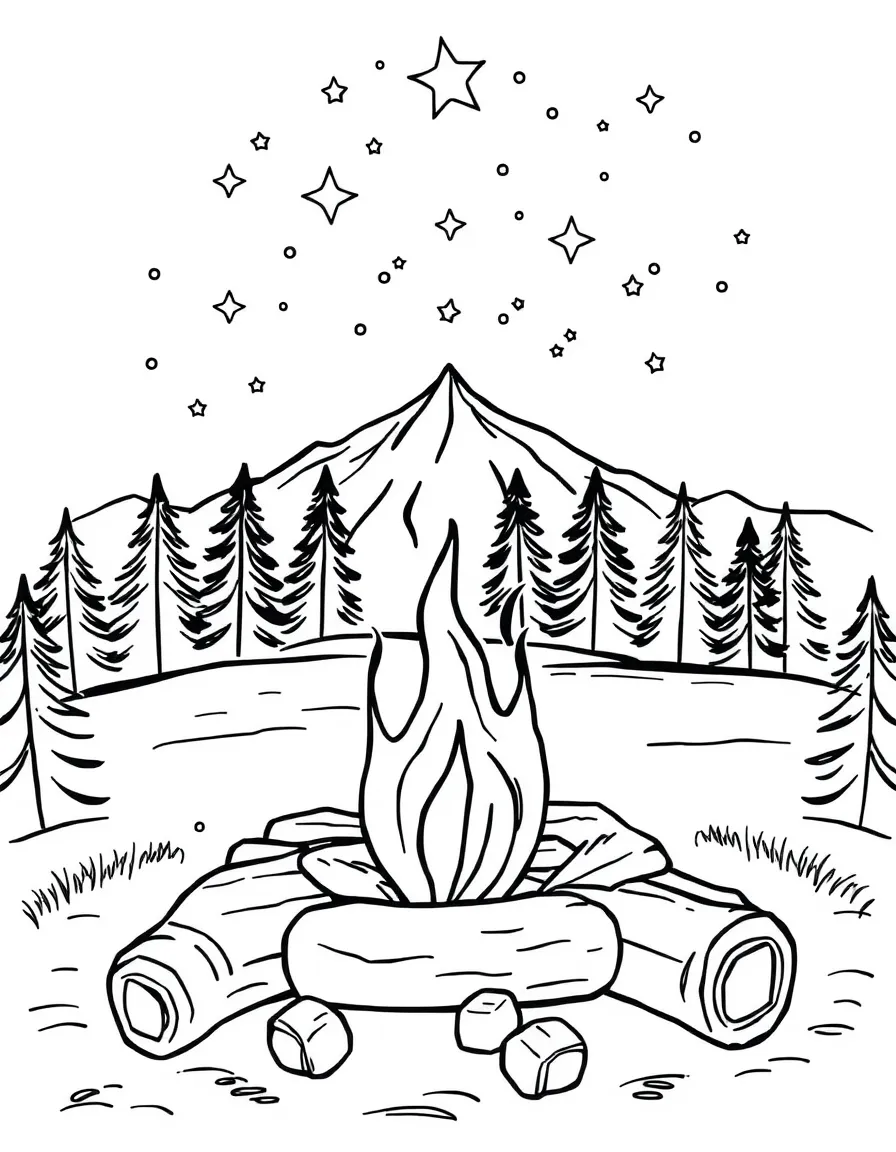 (Colorado) A campfire with marshmallows and stars above
