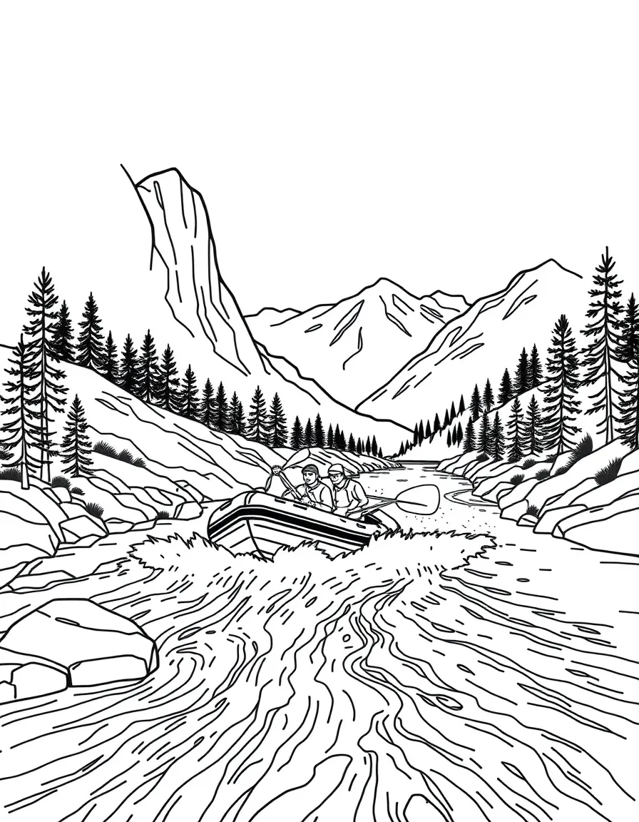 (Colorado) A rafting boat going down a whitewater river