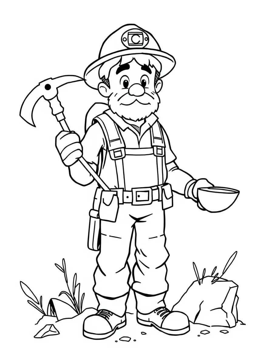 (Colorado) A miner with a pickaxe and gold pan