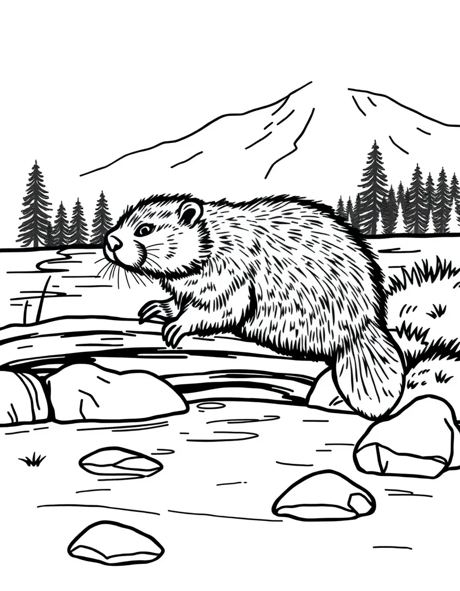 (Colorado) A beaver building a dam
