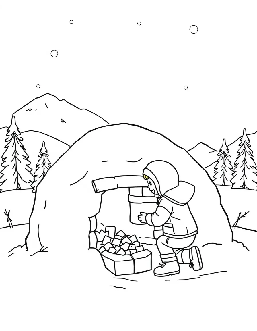 (Colorado) A child building a snow fort