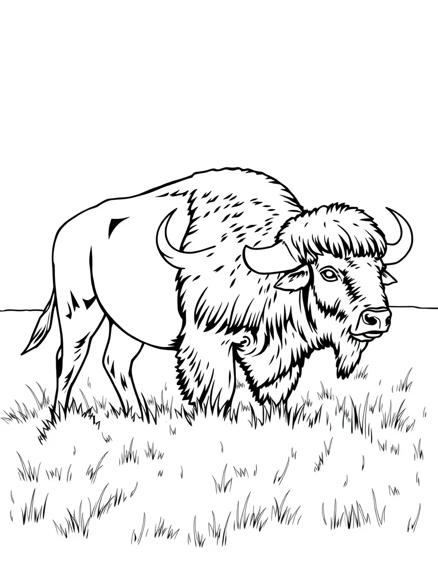 (Kansas) American buffalo grazing on prairie grass