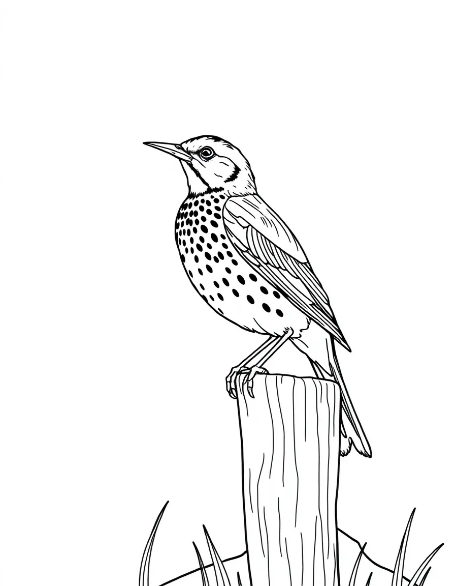 (Kansas) Kansas meadowlark perched on fence post