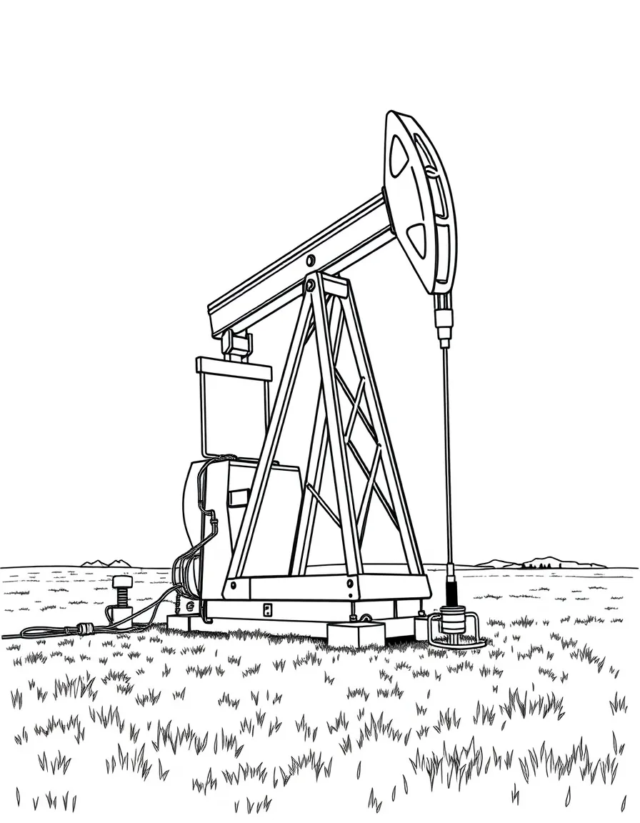 (Kansas) Oil derrick pumping in open field