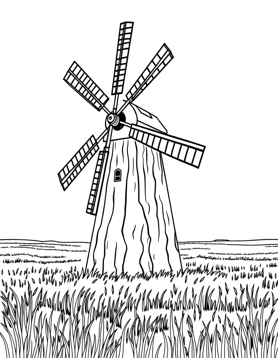 (Kansas) Windmill turning in prairie wind
