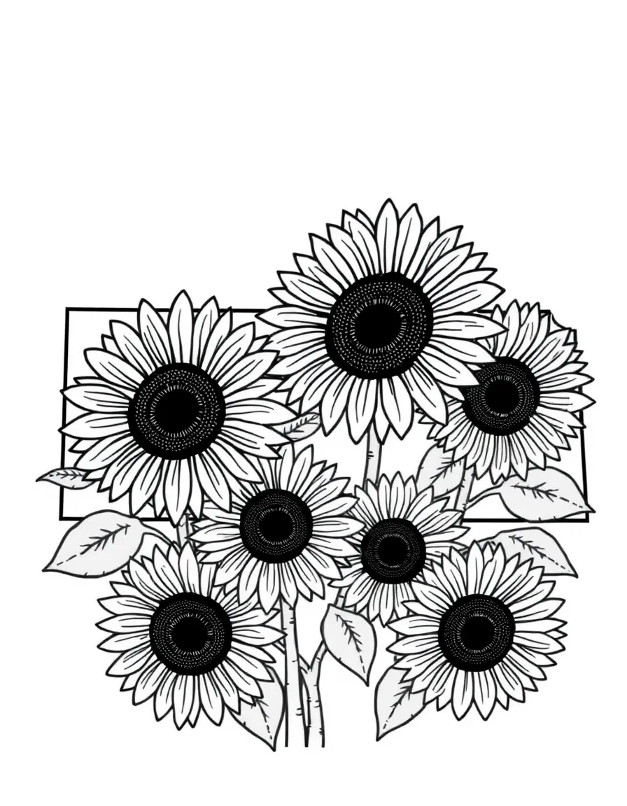 (Kansas) Kansas state outline filled with sunflowers