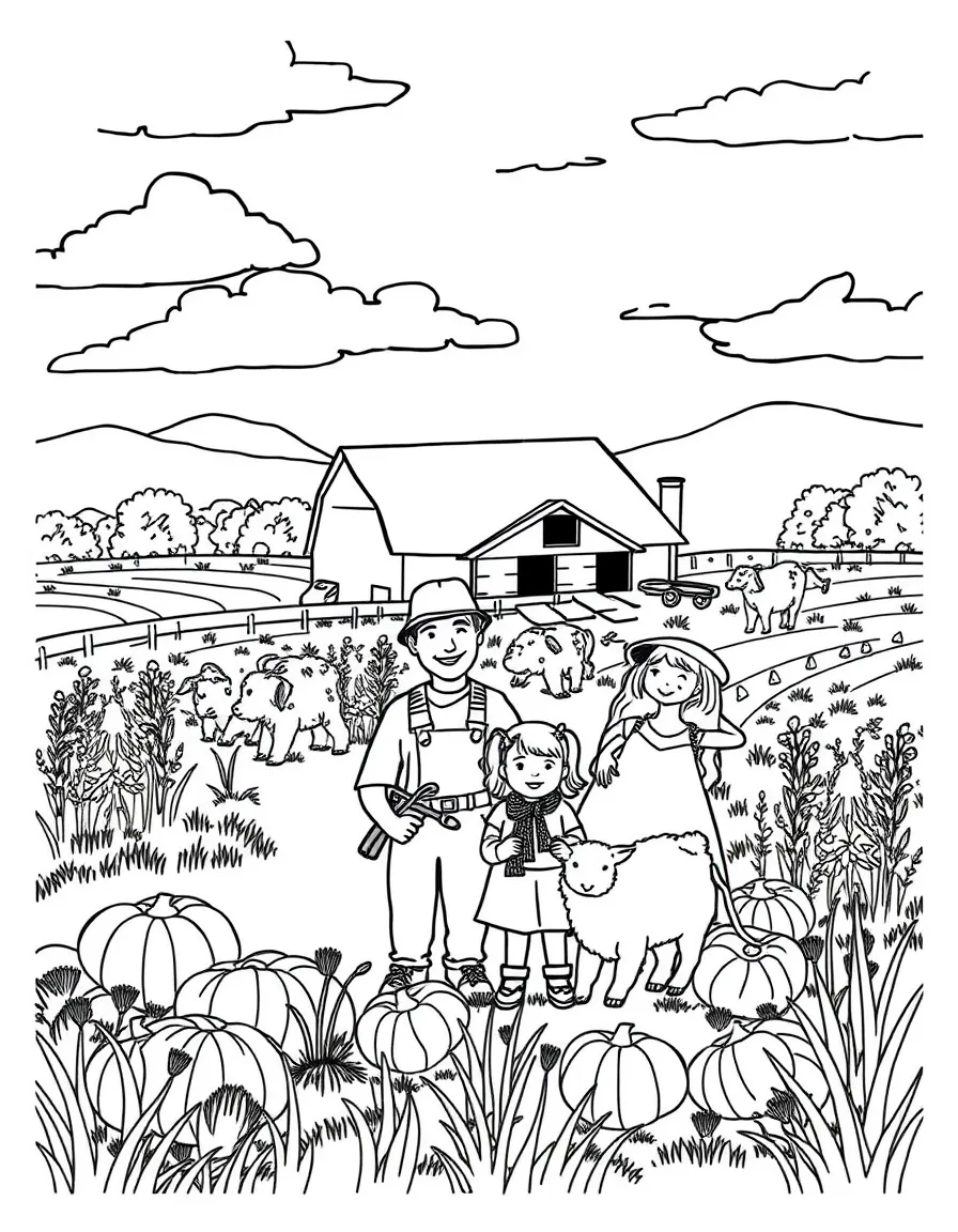 (Kansas) Kansas farm family at harvest time