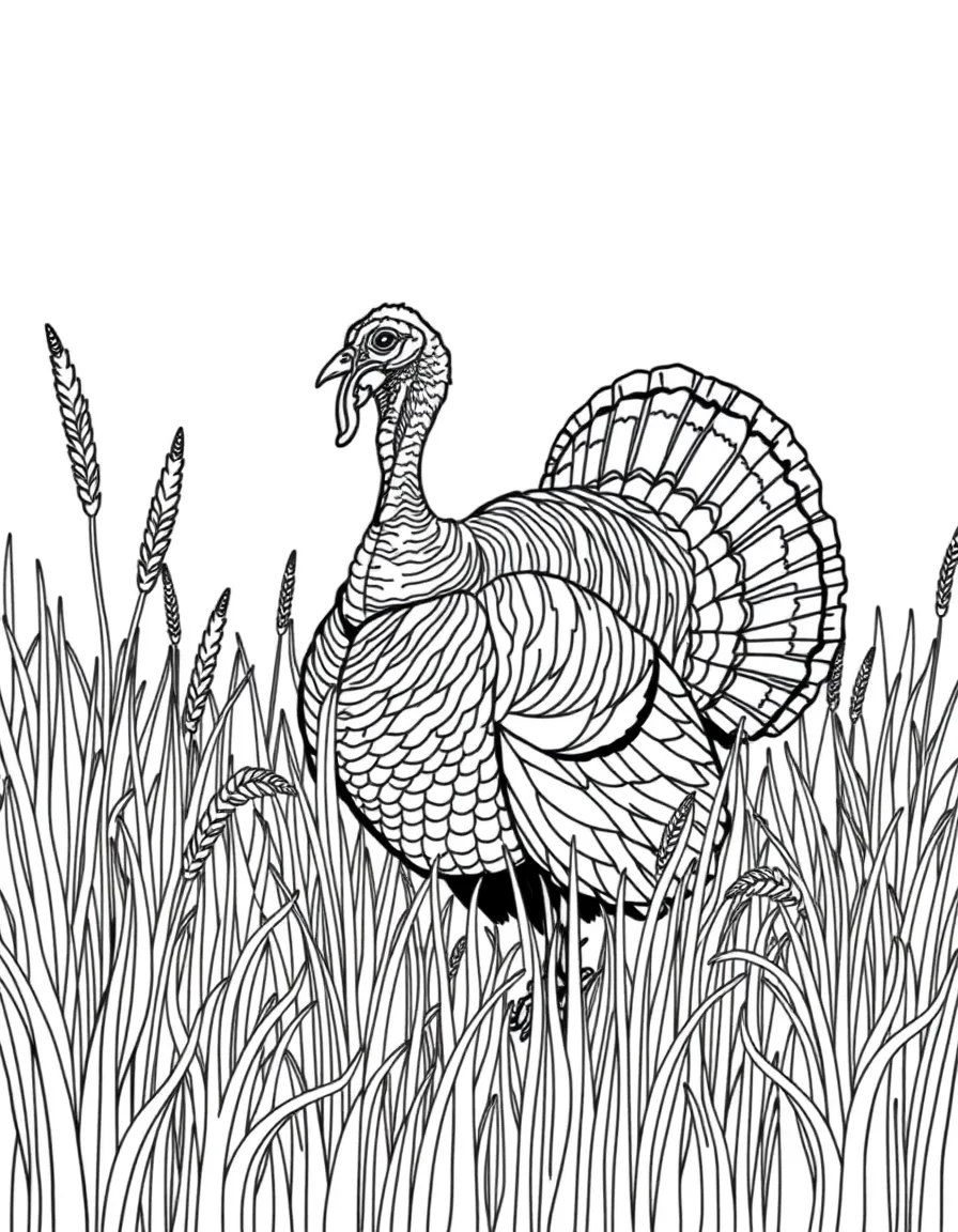 (Kansas) Wild turkey in tall prairie grass